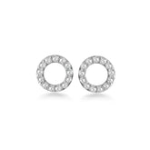 Mini Circle Silver Earrings, White Rhodium, Premium Cubic Zirconia  + Give Fun Gift